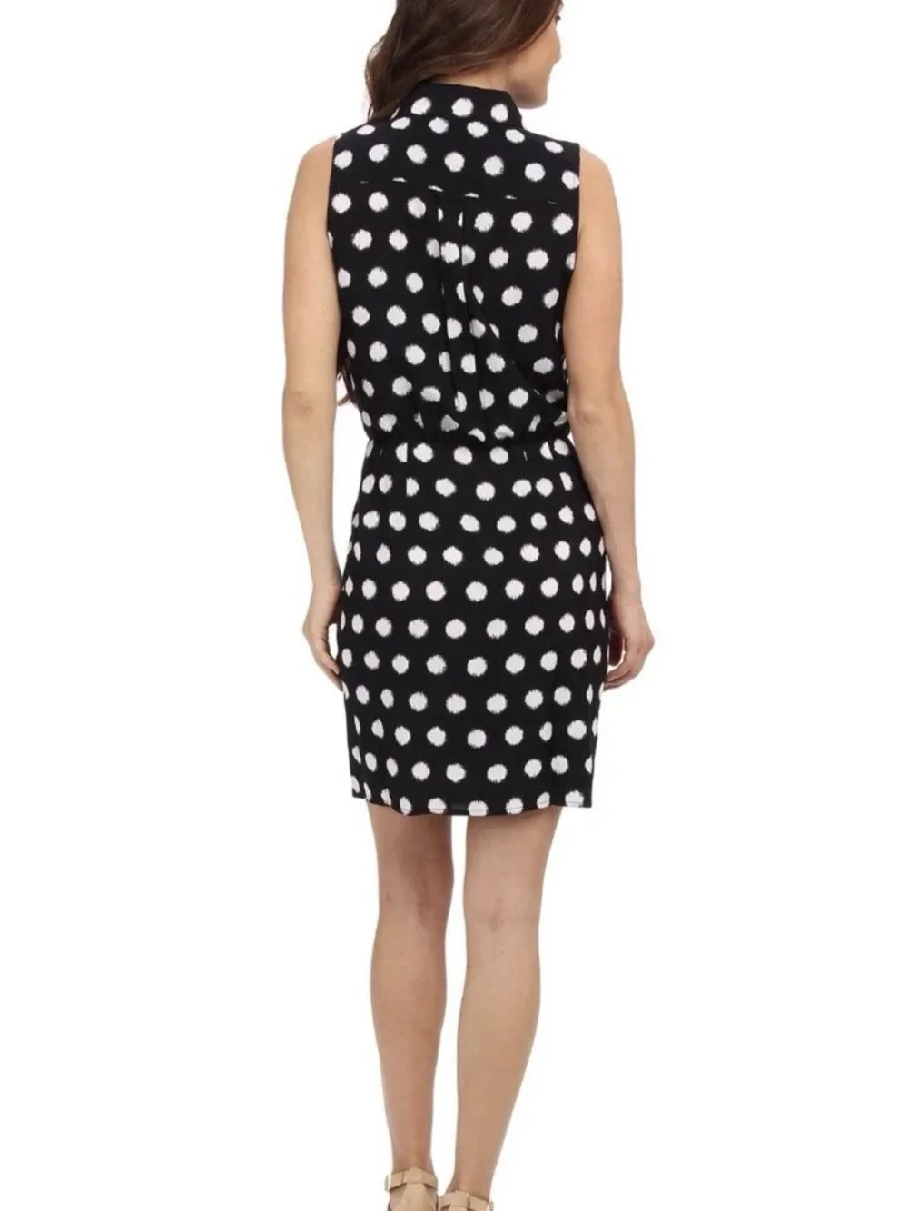 Classic $120 MICHAEL KORS Knotted Polka Dot Sleeveless Faux Wrap Dress Summer 6